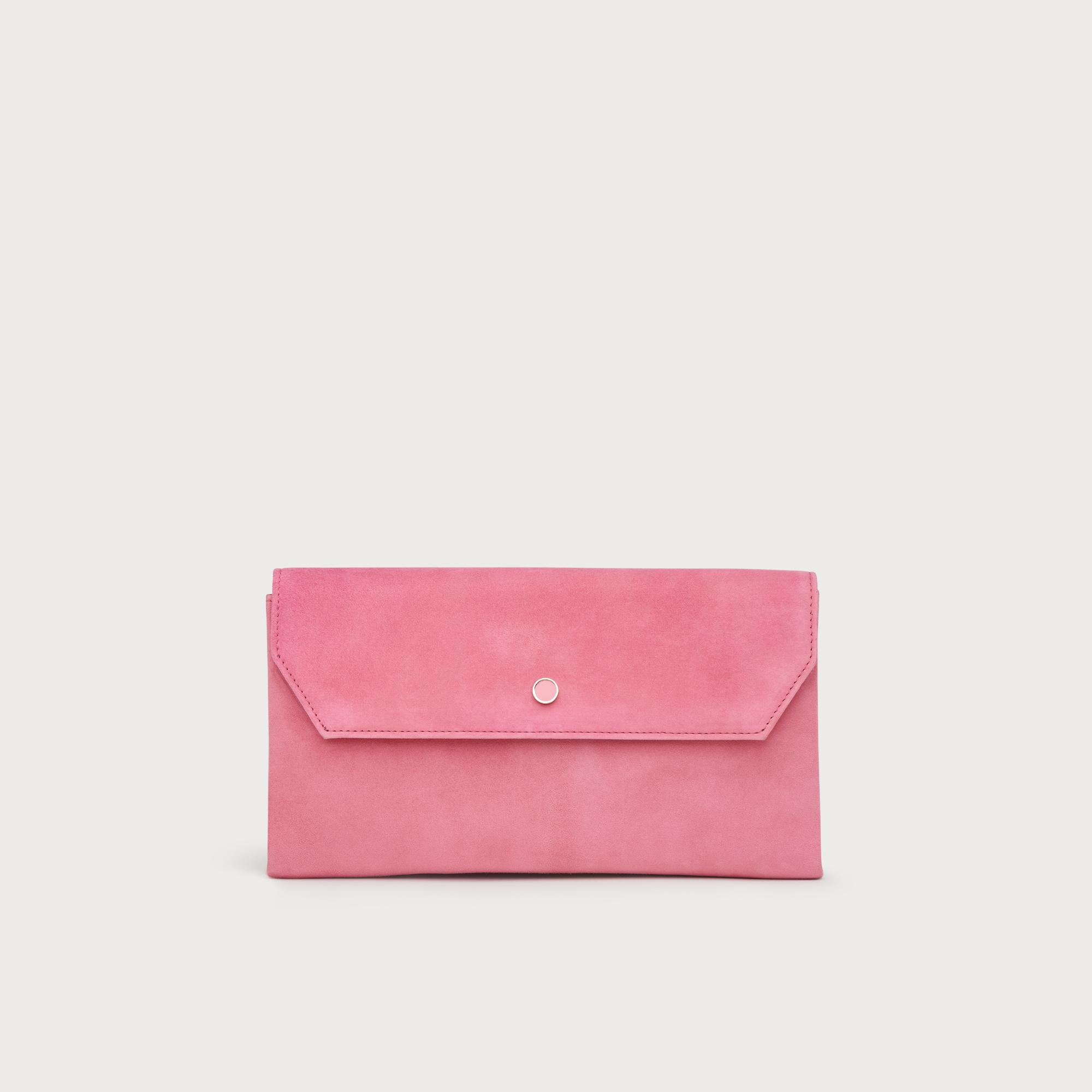 Pink shop suede clutch